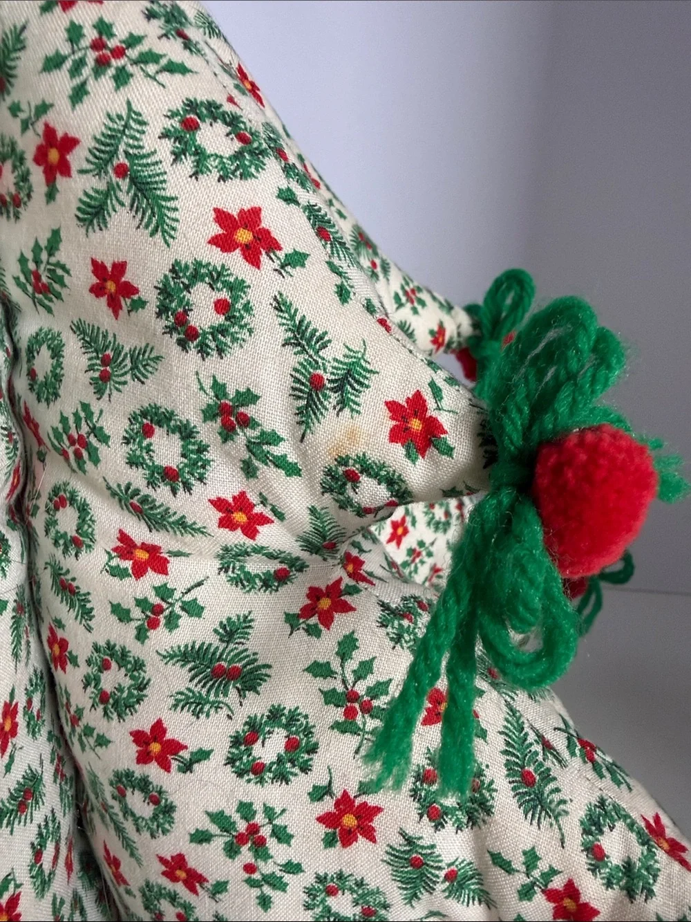 Handmade Holiday Fabric Tree Décor - Cream, Green & Red